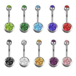 Lot of 3 Crystal Stainless Belly Rings Piercing